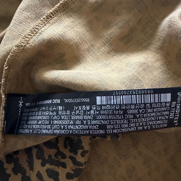ZARA Premium Denim Collection Leopard Print Brown Shirt XL Button Down Lyocell - Picture 8 of 11